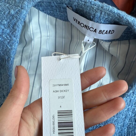 NWT Veronica Beard Agni Dickey Jacket In Skylight Tweed 2-way Zip Pockets Sz 4 - Picture 4 of 10